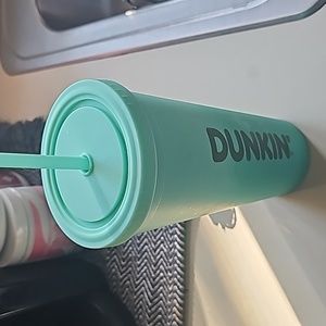 Pretty Dunkin cup with a straw